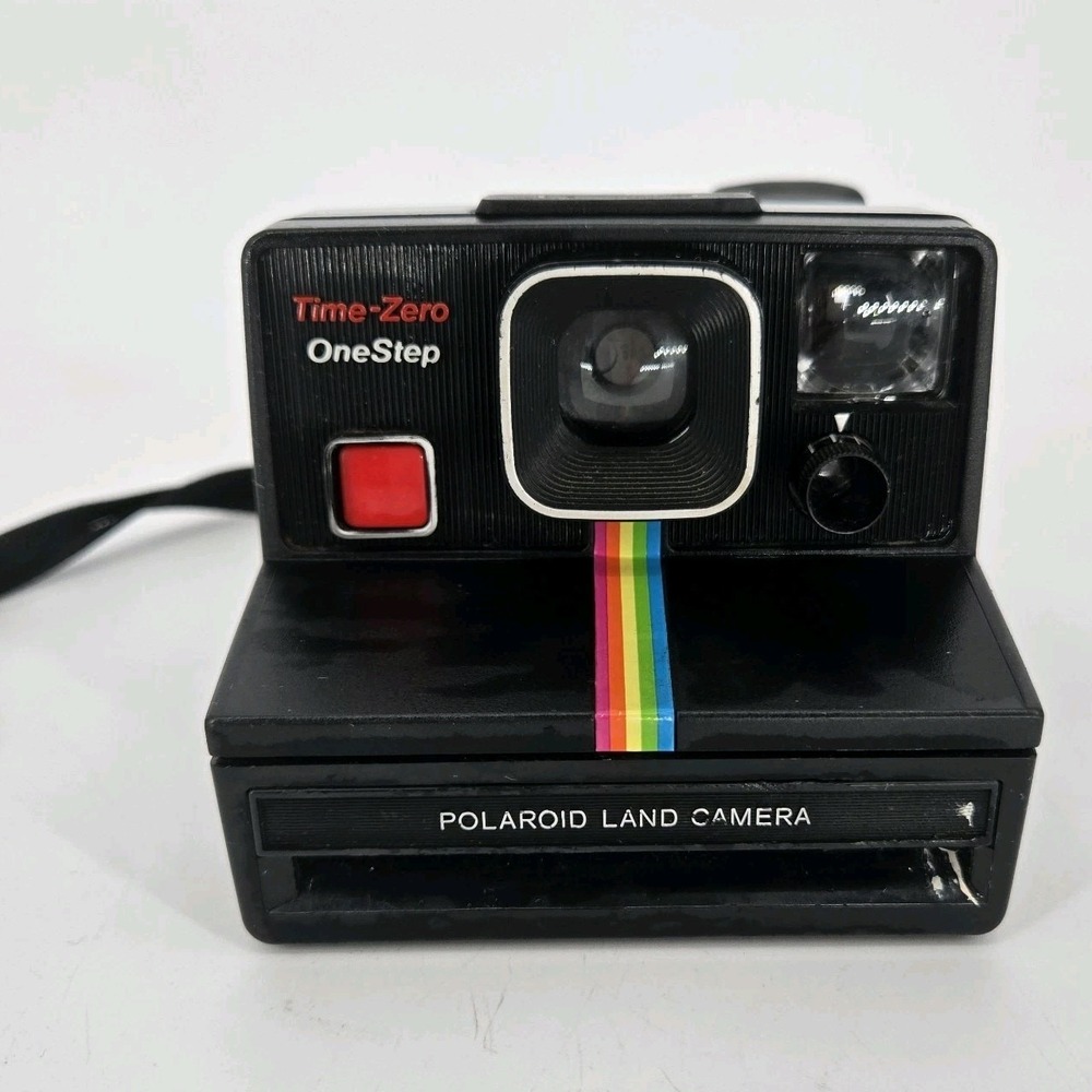 Vintage Polaroid Time-Zero One Step Land Camera Rainbow Stripe w Strap Untested